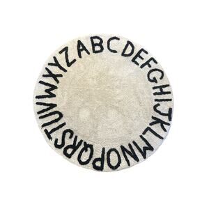 Lorena Canals Circle ABC Alphabet White Rug Carpet Machine Wash Nursery Decor